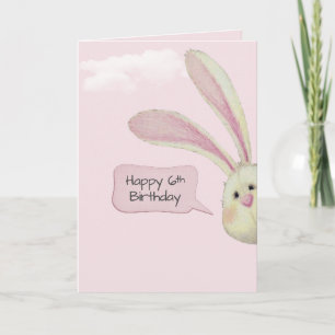 Carte Lapin d'anniversaire 6 sur rose