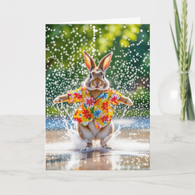 Carte Lapin d'anniversaire dans un sac à dos (Devant)