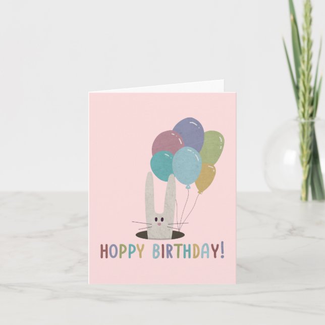 Carte Lapin d'anniversaire Jeu de mots : Joyeux Annivers (Devant)
