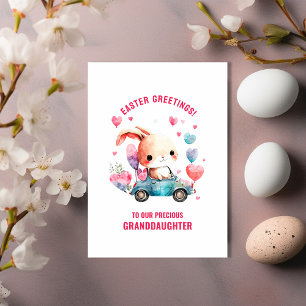 Carte Lapin dans la voiture Pâques salutations à petite-