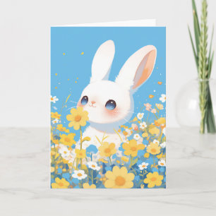 Carte Lapin dans le pré ensoleillé