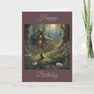 Carte Lapin Dark Cottagecore dans le jardin d'anniversai