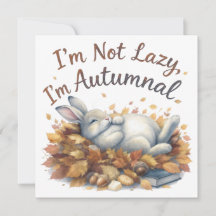 Lapin d'automne en Feuille avec une citation amusa