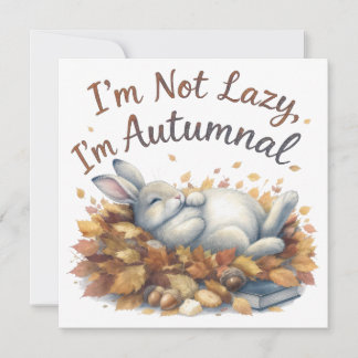 Carte Lapin d'automne en Feuille avec une citation amusa