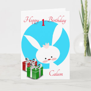 Carte Lapin de 1ère année d'anniversaire de garçons