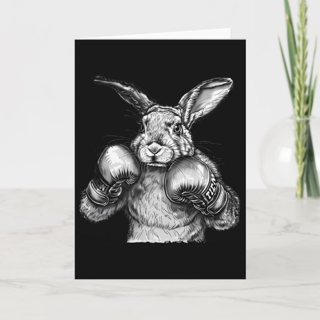Carte Lapin de boxe Gants de boxe Kickboxing Boxeur drôl (Devant)