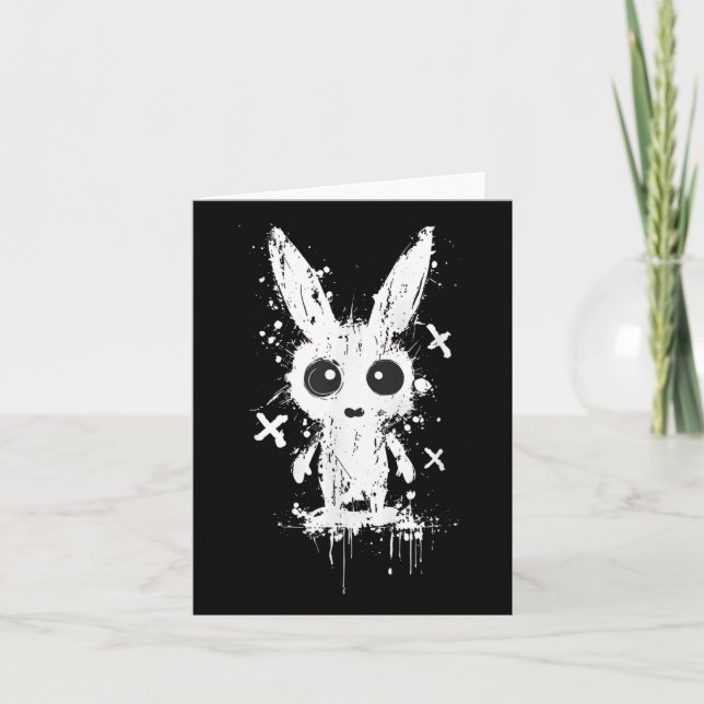 Carte Lapin de Bunny effrayant et mignon Alt Goth Grunge (Devant)