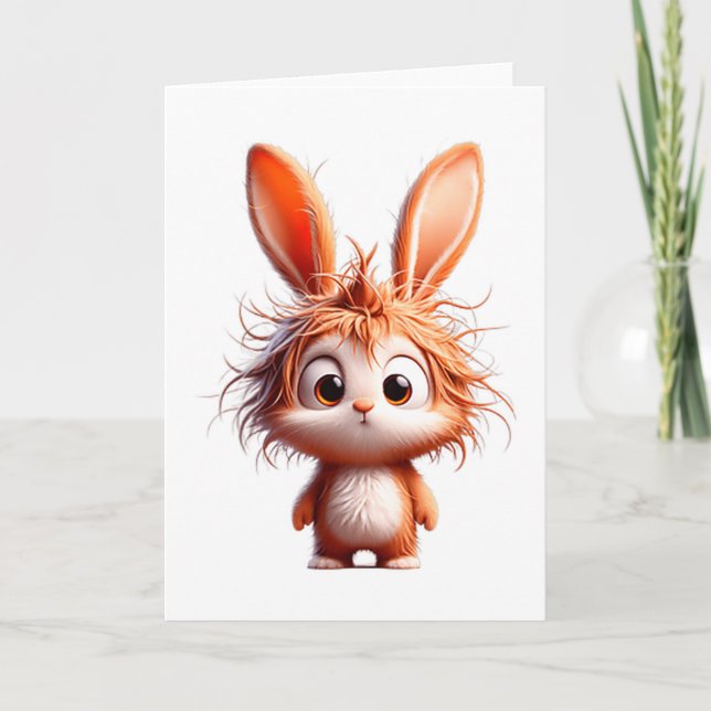 Carte Lapin de dessin animé mignon avec une expression d (Devant)