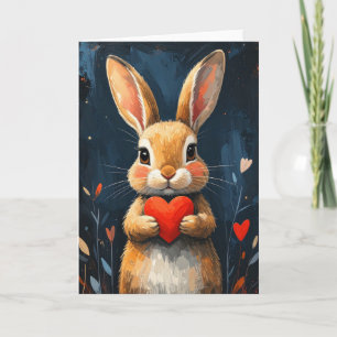 Carte Lapin de la Saint-Valentin Moderne et Mignon