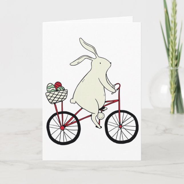 Carte Lapin de Pâques à vélo  (Devant)