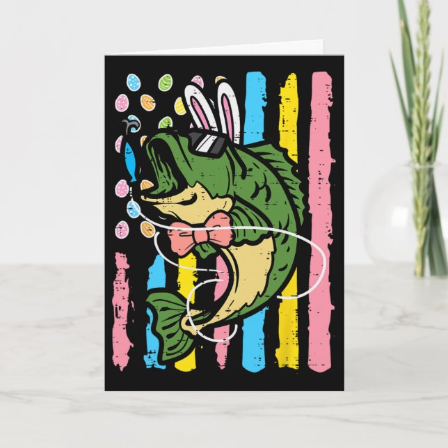 Carte Lapin de Pâques B Poisson Drapeau américain Patrio (Devant)