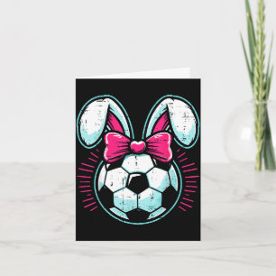 Carte Lapin de Pâques ballon de football oreilles noeud 