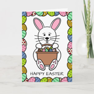 Carte Lapin de Pâques Blanc, Joyeux Pâques