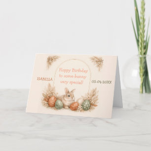 Carte Lapin de Pâques Bohème Neutre Tons Terreux Anniver