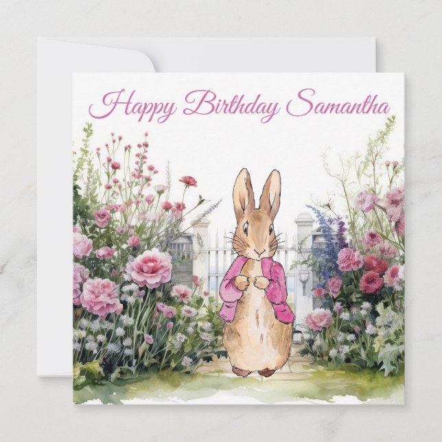 Carte Lapin de Pâques classique nom personnalisé (Devant)