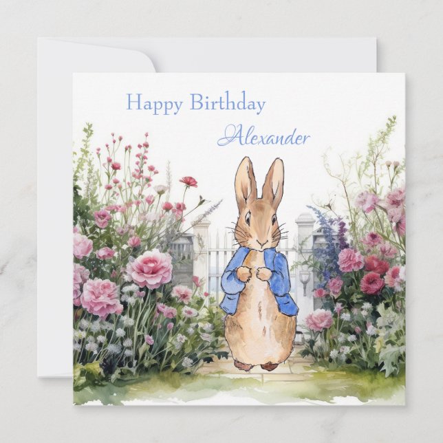 Carte Lapin de Pâques classique nom personnalisé (Devant)