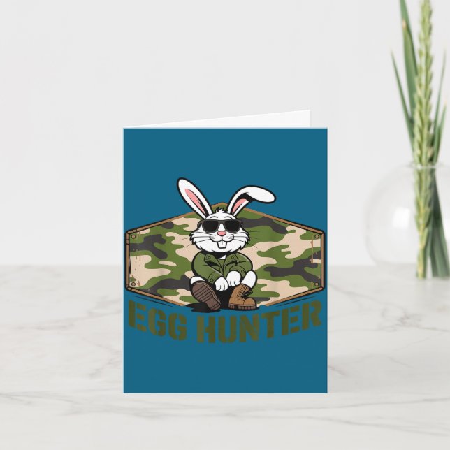 Carte Lapin de Pâques cool chasseur d'oeufs camouflage m (Devant)