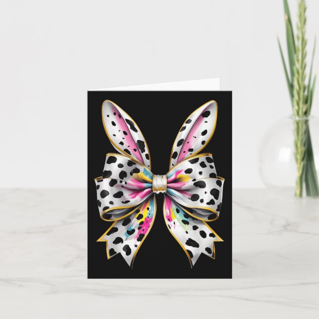 Carte Lapin de Pâques Coquette Bow Bonne fille de Pâques (Devant)