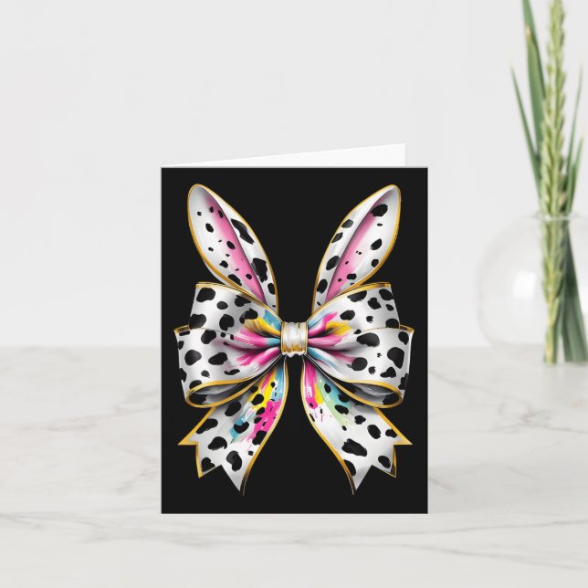 Carte Lapin de Pâques Coquette Bow Bonne fille de Pâques (Devant)