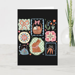 Carte Lapin de Pâques Coquette Bow Drôle Fleur Lapin Heu