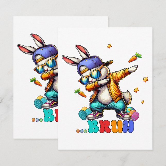Carte Lapin de Pâques drôle de Bruh Dab (Devant / Derrière)