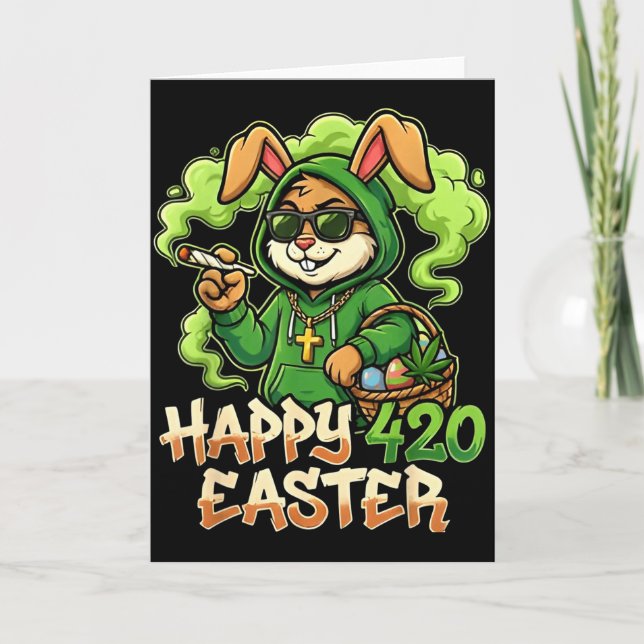 Carte Lapin de Pâques drôle de cannabis Stoner  (Devant)