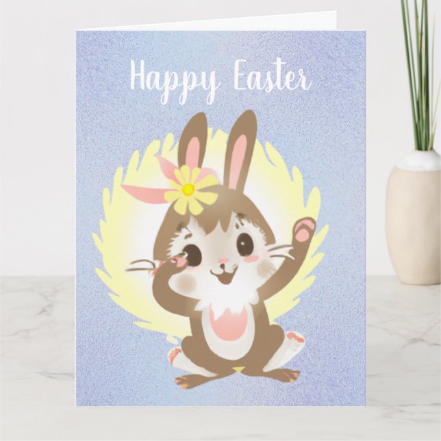 Carte Lapin de Pâques drôle et mignon  (Devant)