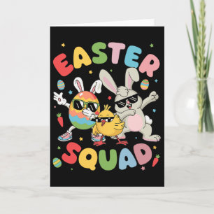 Carte Lapin de Pâques drôle Groovy Œuf Poussin Équipe de