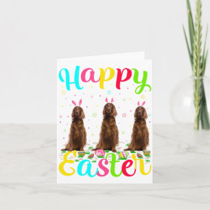 Carte Lapin de Pâques drôle Setter Irlandais Chien Heure