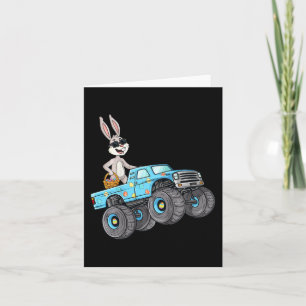 Carte Lapin de Pâques Enfants Conduisant un Monster Truc