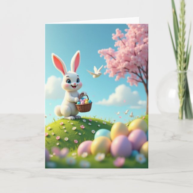 Carte Lapin de Pâques et Œufs (Devant)