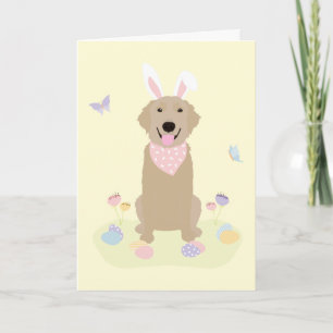 Carte Lapin de Pâques Golden Retriever