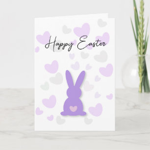 Carte Lapin de Pâques heureux avec des cœurs