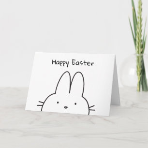 Carte Lapin de Pâques heureux Mignon Simple Noir et Blan