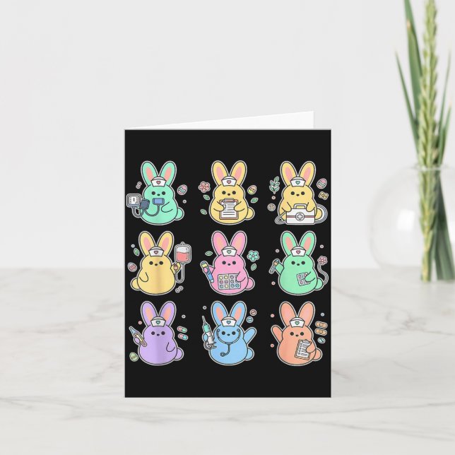 Carte Lapin de Pâques Infirmière Équipe Rn Soins Infirmi (Devant)