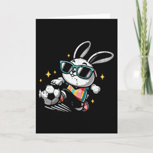 Carte Lapin de Pâques jouant au football Cute Footll gar