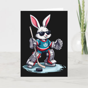 Carte Lapin de Pâques Jouant au Hockey Halloween 
