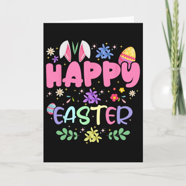 Carte Lapin de Pâques Joyeuses Printemps Œuf de Pâques P (Devant)
