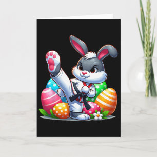 Carte Lapin de Pâques Karaté Avec Un Panier D'oeufs Jour