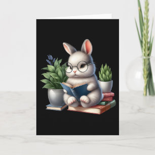 Carte Lapin de Pâques lisant Mignons amateurs de livres