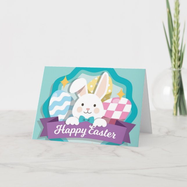 Carte Lapin de Pâques mignon (Devant)