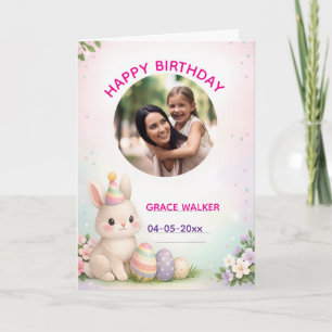 Carte Lapin de Pâques personnalisé et Joyeux Anniversair