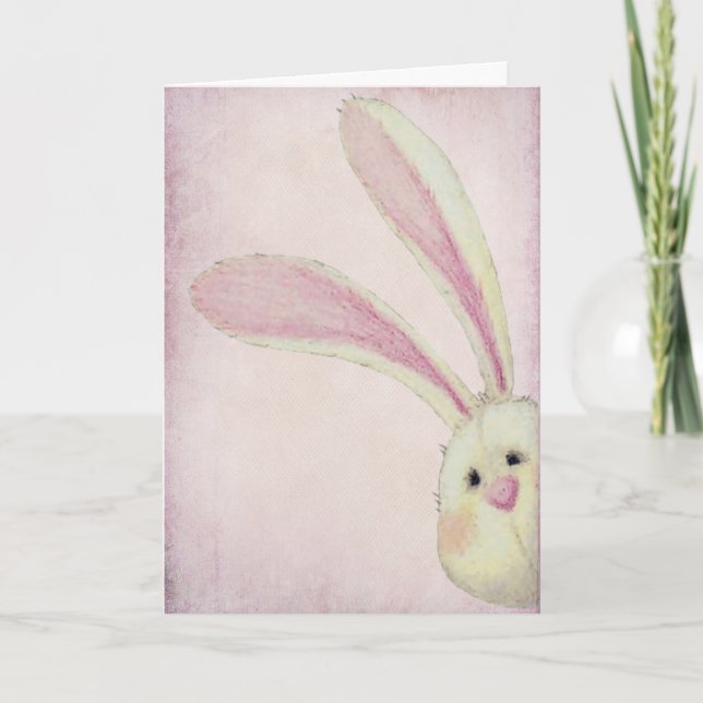 Carte lapin de Pâques rose (Devant)
