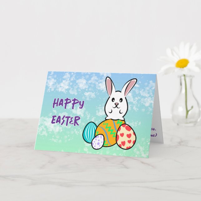 Carte Lapin de Pâques sur les oeufs de Pâques (Petite plante)