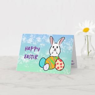 Carte Lapin de Pâques sur les oeufs de Pâques