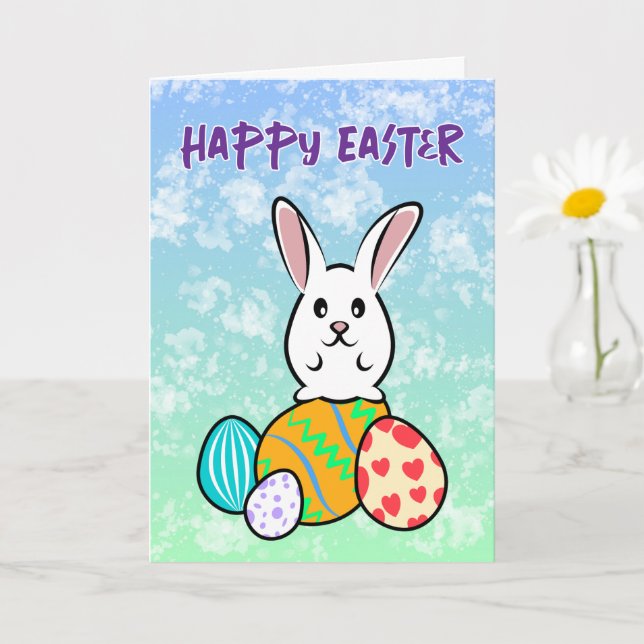 Carte Lapin de Pâques sur les oeufs de Pâques (Petite plante)