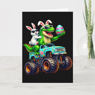 Carte Lapin de Pâques T Rex Monster Truck Dinosaure Bo