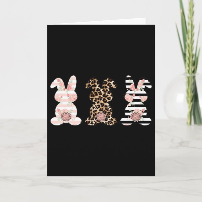 Carte Lapin de Pâques Trio Léopard Mignon Swea de Pâques (Devant)