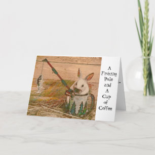 Carte lapin de pêche adorable