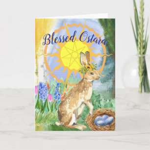 Carte Lapin de Sabbat Ostara bénie par le soleil brillan